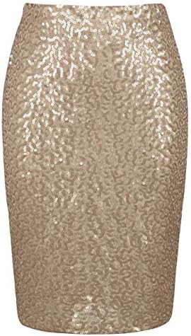 kayamiya Women's Sequin Cocktail Skirt High Waist Stretchy Glitter Bodycon Pencil Skirts