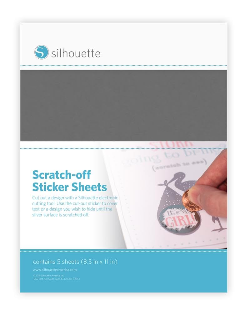 Silhouette Scratch-Off Sticker Sheets, Silver, 8.5" x 11"