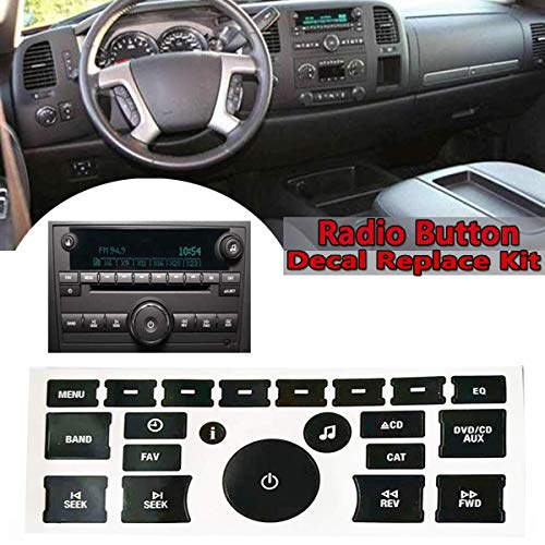 GM Vehicles Radio Dash Button Repair Kit,Radio Repair Decal Sticker Set,Fix Ruined Faded Radio Dash Button Stickers Decals Compatible for Tahoe, Yukon, Denali, Silvera