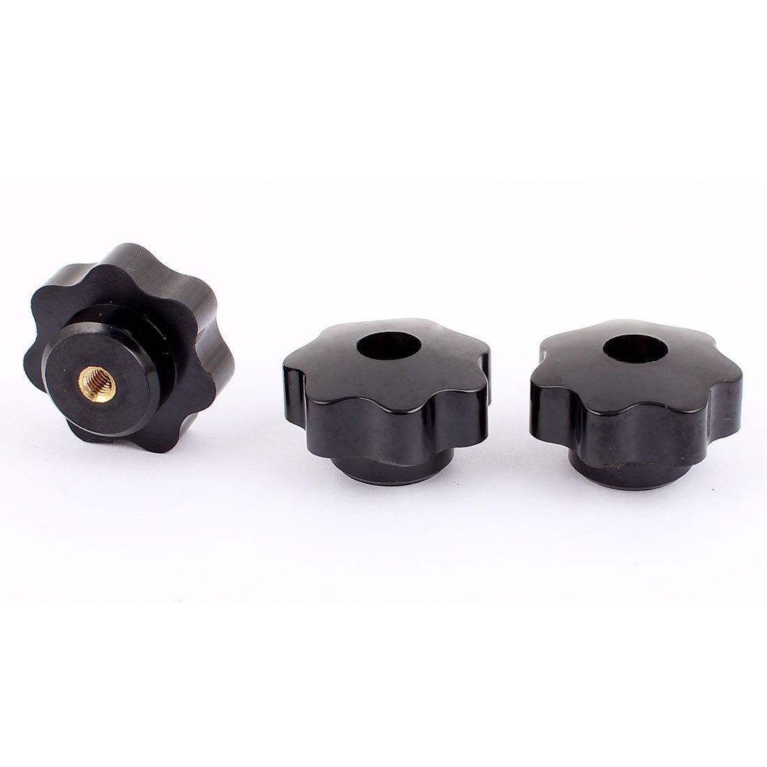 Sourcingmap M6 x 40mm Plastic Star Head Screw Through Hole Clamping Knob Grip Black 3pcs