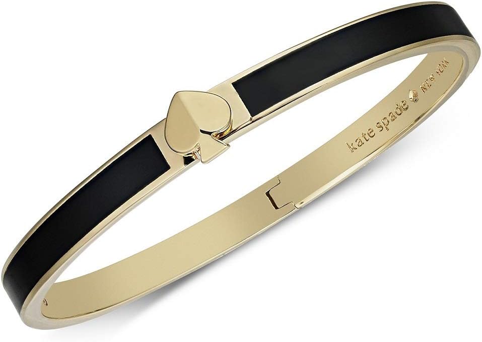 Kate Spade Black Enamel 14K Yellow Gold Plate Spade Bangle Bracelet