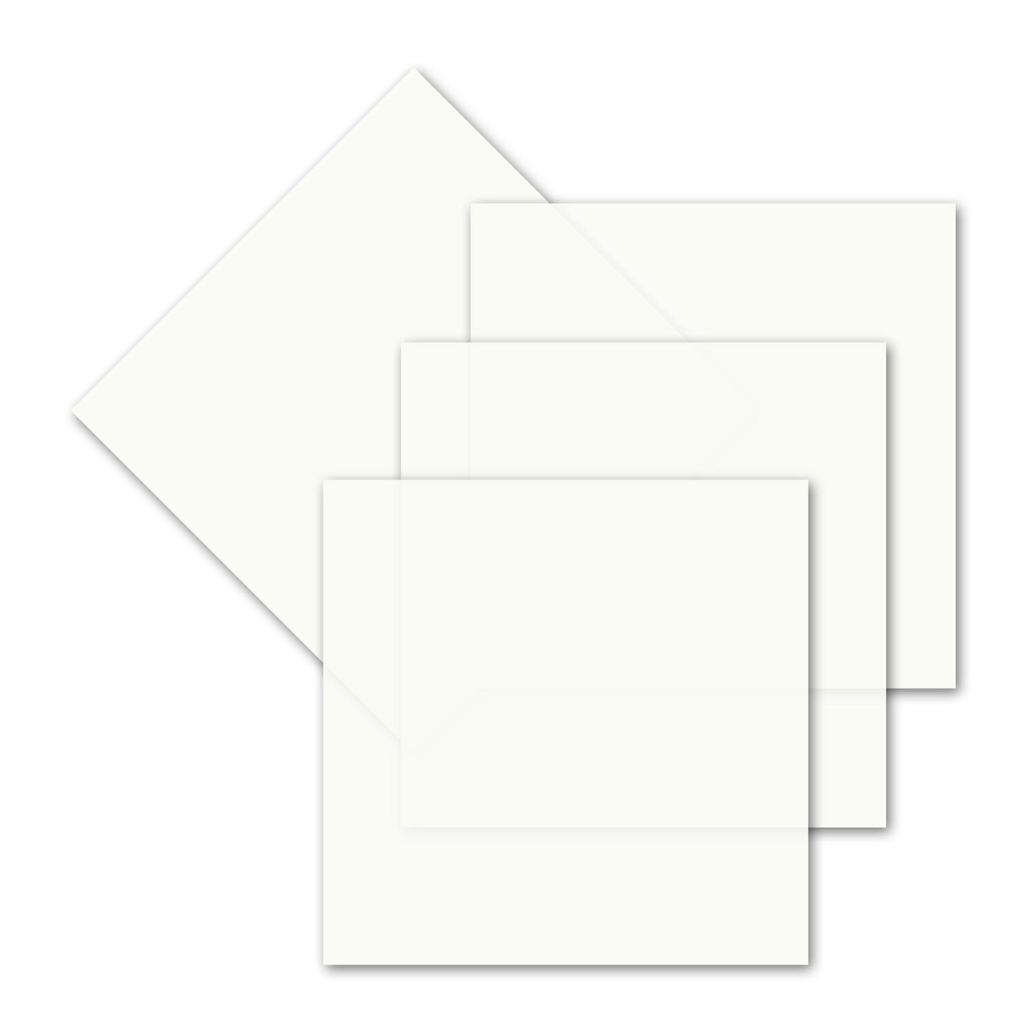 100 x Simple Insert Paper for Square Cards – Transparent White – 140 x 140 mm – Without fold – Matte Paper by Gustav Neuser