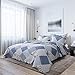 Bedsure Printed Quilt Set King Size, Blue Floral Patchwork Pattern, Lightweight Bedspread Coverlet Design for All Seasons, 1 Quilt and 2 Pillow Shams (106