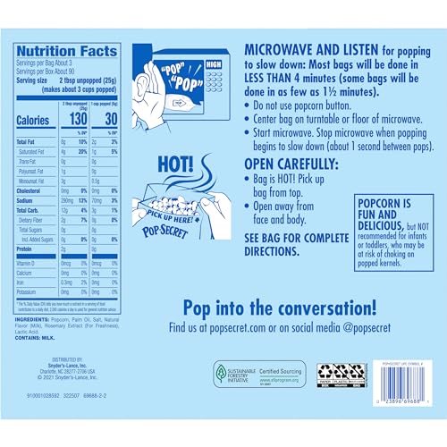 Pop Secret Microwave Popcorn, Homestyle Butter Flavor, 3 Ounce Sharing Bags, 30 Count Pricepulse