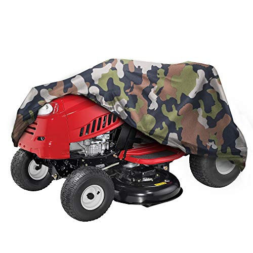 NEXCOVER Riding Lawn Mower Cover-Fits Decks up to 56",Heavy Duty Waterproof, Double P.U Coated 300D Denier,Camo Color