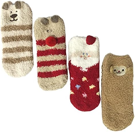 My Little Baby Coral Fleece Warm Fuzzy Room Sock Sleep Sock Christmas Socks 4 Packs
