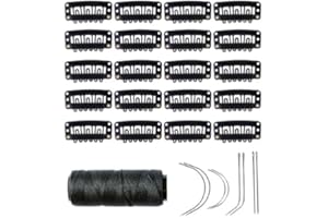 20 Pieces Hair Extensions Clip Set 32mm Hairpieces Snap Clips U Shape Wig Clips Wig Making Accessories Tools (Black)