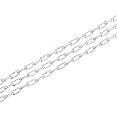 Adabele 5 Feet Authentic 925 Sterling Silver Unfinished 2.5mm (0.1 Inch) Paperclip Cable Chain Link Strong Bulk Hypoallergenic Nickel Free for DIY Craft Jewelry Making SSK-D1