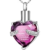 XIUDA Crystal Urn Necklace for Human Ashes Heart Birthstone Memorial Cremation Jewelry Ash Necklace for Women