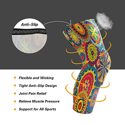 Knee Sleeve Floral Desktop Wallpapers Full Leg Brace Compression Long Sleeves Pads for Meniscus Tear, Arthritis, Running, Workout, Basketball, Sports, Men and Women 1 Pair
