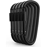 Gold Lion Gear Aluminum Carabiner D Shape Buckle Pack, Keychain Clip, Spring Snap Key Chain Clip Hook Screw Gate Buckle -Pack of Assorted Color Carabiners (Black, 5 Locking Carabiners)