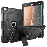 Case for iPad 9.7 2018,Case for iPad 2017 9.7,Case for iPad 6th Generation,Digital Hutty 3 in 1 Shockproof Heavy Duty Full-Body Protective Case with Kickstand Black