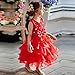 NNJXD Girl Dress Kids Ruffles Lace Party Wedding Dresses Size 5-6 Years Red(130)
