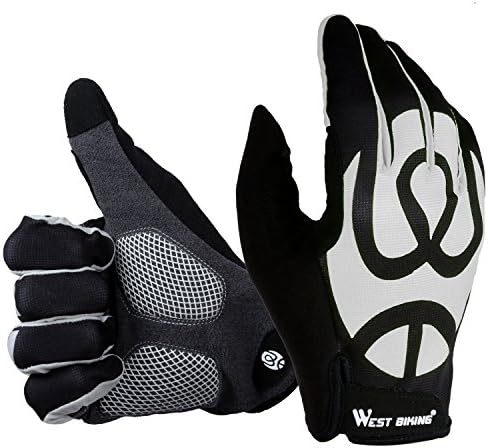 Yopoon Cycling Gloves for Men Women, West Biking Windproof Shockproof Foam Padded Silicone Touch Screen Full Finger Sports Glove for Smart Phone Mountain Bike MTB Road Bicycle Riding