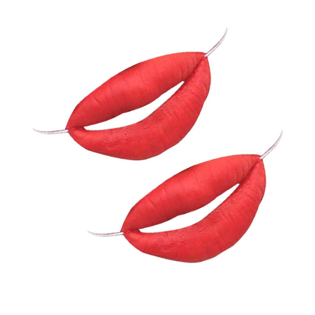 PRETYZOOM 2pcs Halloween Sausage Mouth Cartoon Red Lips Decors Toys Jokes Props Party Photo Booth Props for Masquerade Cosplay Party Supplies (Red)