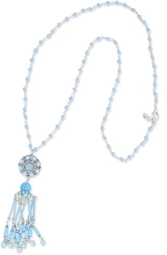 Amazon Abiste アビステ イタリア製フリンジデザインガラスビーズネックレス ターコイズ T ネックレス 通販