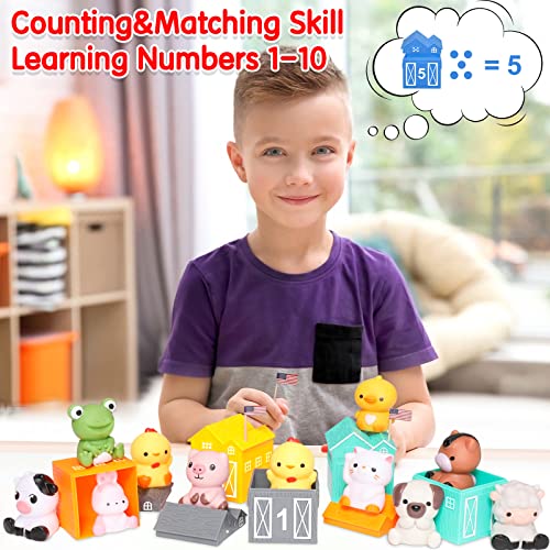 Learning Toys for Toddlers 1 2 3 Years Old, 40 Pcs Farm Animal Finger