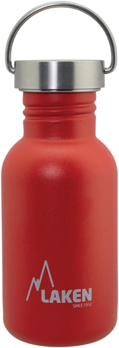LAKEN Unisex - Adults Very Robust Stainless Steel Bottle 0.5 L Red with Vintage Lid 0.5 L, 503 ml