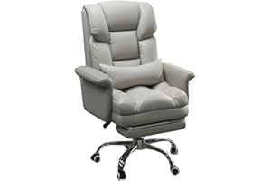 Ergonomic Executive Office Chair with Footrest High Back Home Office Desk Chair with Wheels Leather Upholstered Computer Task