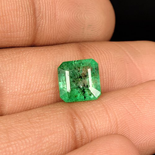 gemhub 3.00 Carat Square Cut 100% Natural Colombian Green Emerald Loose Gemstone for Mukti Purpose Use U-1019