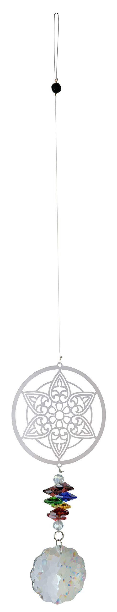 NATURE'S MELODY Magic Crystal Wind Chime Mandala Approx. 16 inches/approx. 40cm Silver