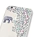 iPhone 6 / 6S 4.7-inch Transparent Case Flower Ultra Slim Thin Soft Cover Anti-Slip Shell (Elephant Flowers)