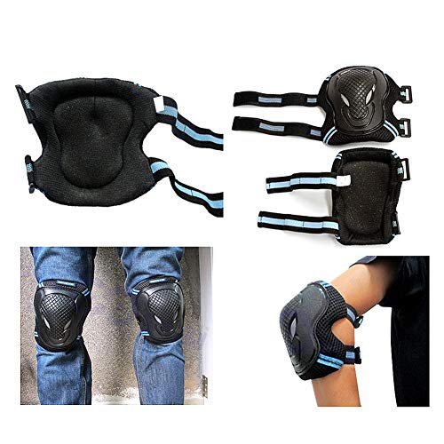 Huangou BMX Bike Knee Pads and Elbow Pads Wrist Guards Sports Protective Gear Safety Pad Safeguard Protective Gear Set for Biking, Riding, Cycling and Multi Sports Safety - Ship from US (M, Blue)