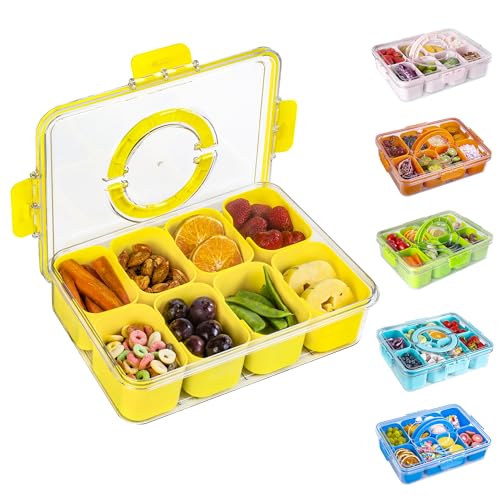 WACOI Divided Snack Serving Tray with Lid and Handle