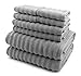 Darware 100% Cotton Gray Towels (8-Piece Set), Quick-Dry 510 GSM Zero-Twist Bath Towels (Gray)