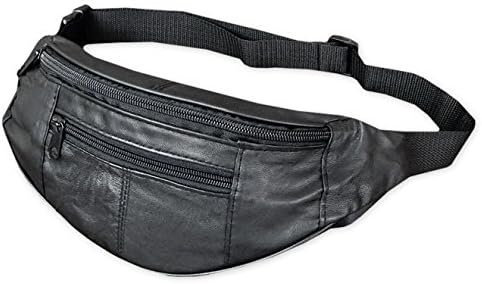 Amazon ブラック メンズ ウエストバッグ ポーチ 羊本革 シープレザー 無地 紳士 ノーブランド品 ノーブランド品 ウエスト バッグ