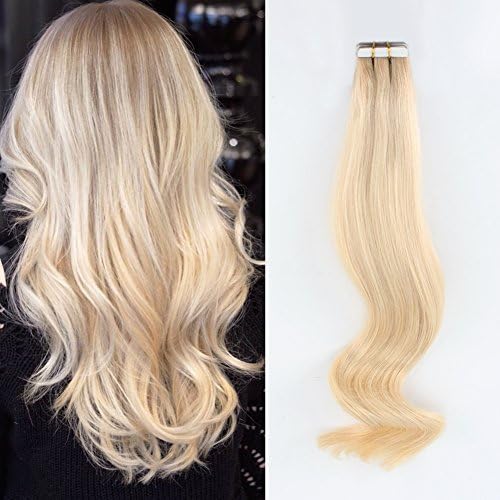 Dark Roots Blonde Tape-in Extensions - AmazingBeauty Invisible Pre Taped Double Sided Real Remy Human Hair Skin Weft, 20 Pieces, 50 Grams, Chestnut Brown with Darkest Brown Base Color R12-60, 20 Inch
