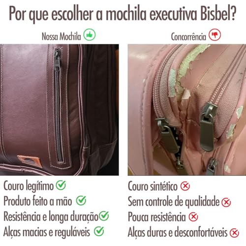 Mochila Couro Legítimo Natural Notebook Executiva Preto Masculina Premium Bisbel 44x33x18cm