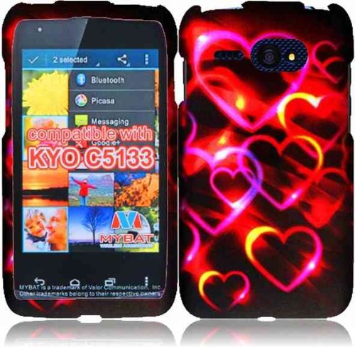 For Kyocera Event C5133 Hard Design Cover Case Colorful Hearts Accessory