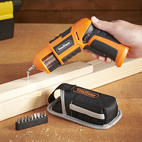 VonHaus-6-in-1-USB-Charging-Cordless-Electric-Screwdriver-36V-Li-Ion-with-6pc-Bit-Set-Quick-Change-Bit-Storage-Revolver-Magazine-Belt-Holster