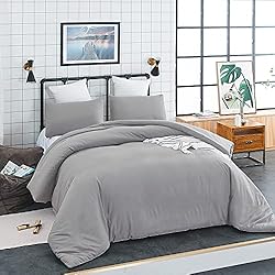 Luxlovery Silver Grey Comforter Set King Solid Grey