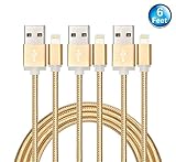 Flebi Lightning to USB Cable Charging Cord Nylon Braided Apple Charger for iPhone iPad iPod - 6 Feet (3 Pack)