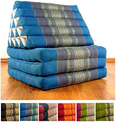 LivAsia XXL Three Fold Thai Cushion, 74x22x3 inches (LxWxH),Extra Big Triangle for Backrest, 100% Natural Kapok Filling, Foldable Thai Mat with Triangle Cushion, Headrest, Thai Pillow