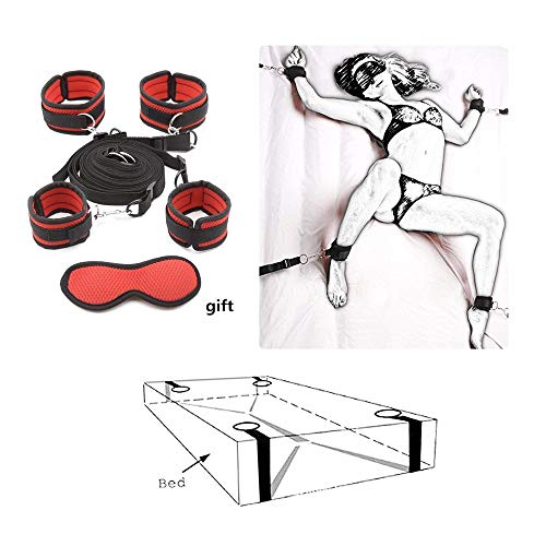 Handcuffs in Bed and Eye Shield Accessories for Couple (Red) - Thumbnail 5