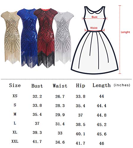 Letter Love Women 1920s Vintage Flapper Fringe Beaded Gatsby Party Dress With 20s Accessories Set (M, Black) - Thumbnail 6
