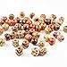 JPSOR 100pcs 17mm Painted Pattern Barrel Wooden Beads with 30 Meters Jute Twine