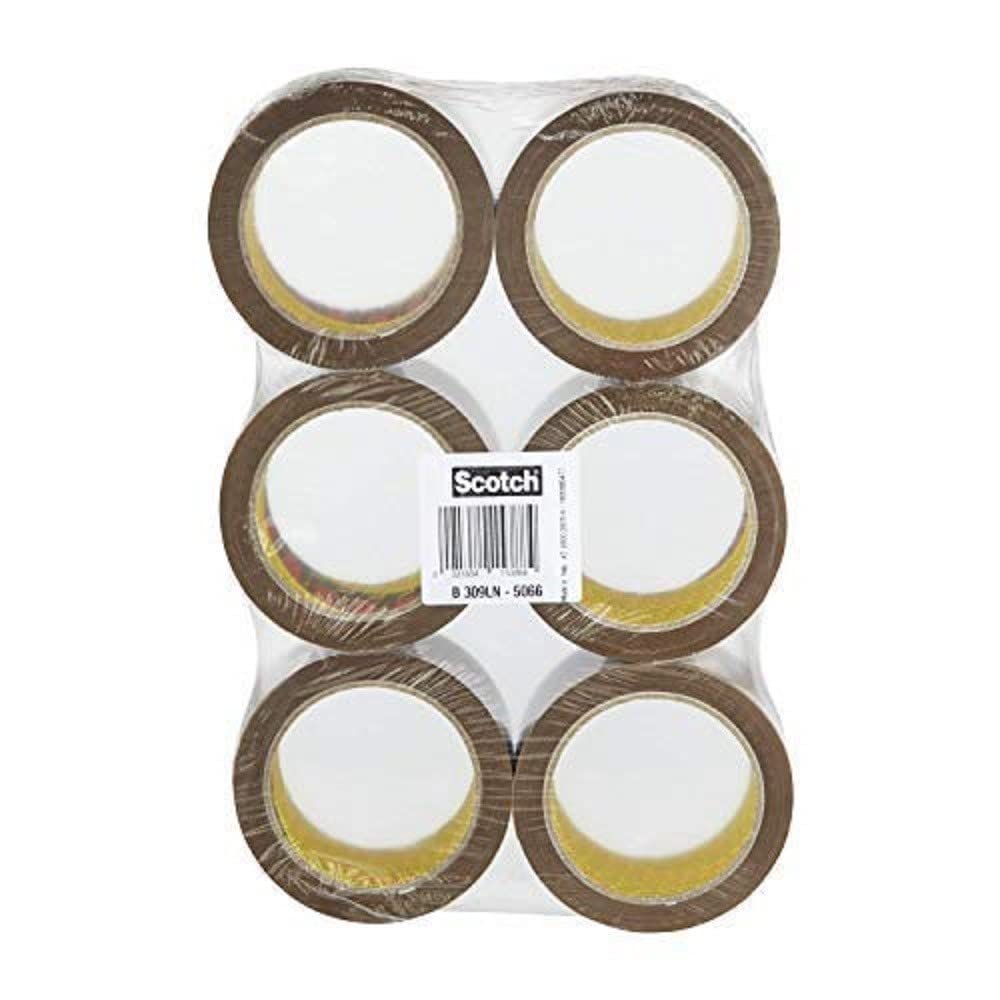 3M Scotch Storage Tape – Low noise brown packaging tape refills, 1 x flat pack of 6 rolls (50 mm x 66 m)