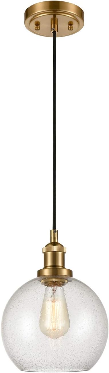 Modern Brass Seeded Glass Pendant Lights Golden Finish Pendant Lighting Fixture - - 