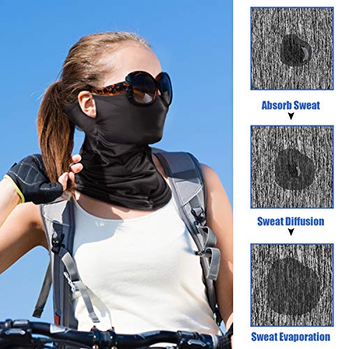 Maxjoy Face Cover Bandana Neck Gaiter with 10 PCS Safety Carbon Filters - Black