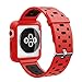EloBeth for Apple Watch Band 38mm with Case, Soft Silicone Sport Strap iWatch Band with Shock Resistant Protective Case for Apple Watch Band Series 3/2/1 Nike+ Sport Edition(38mm Red/Black)