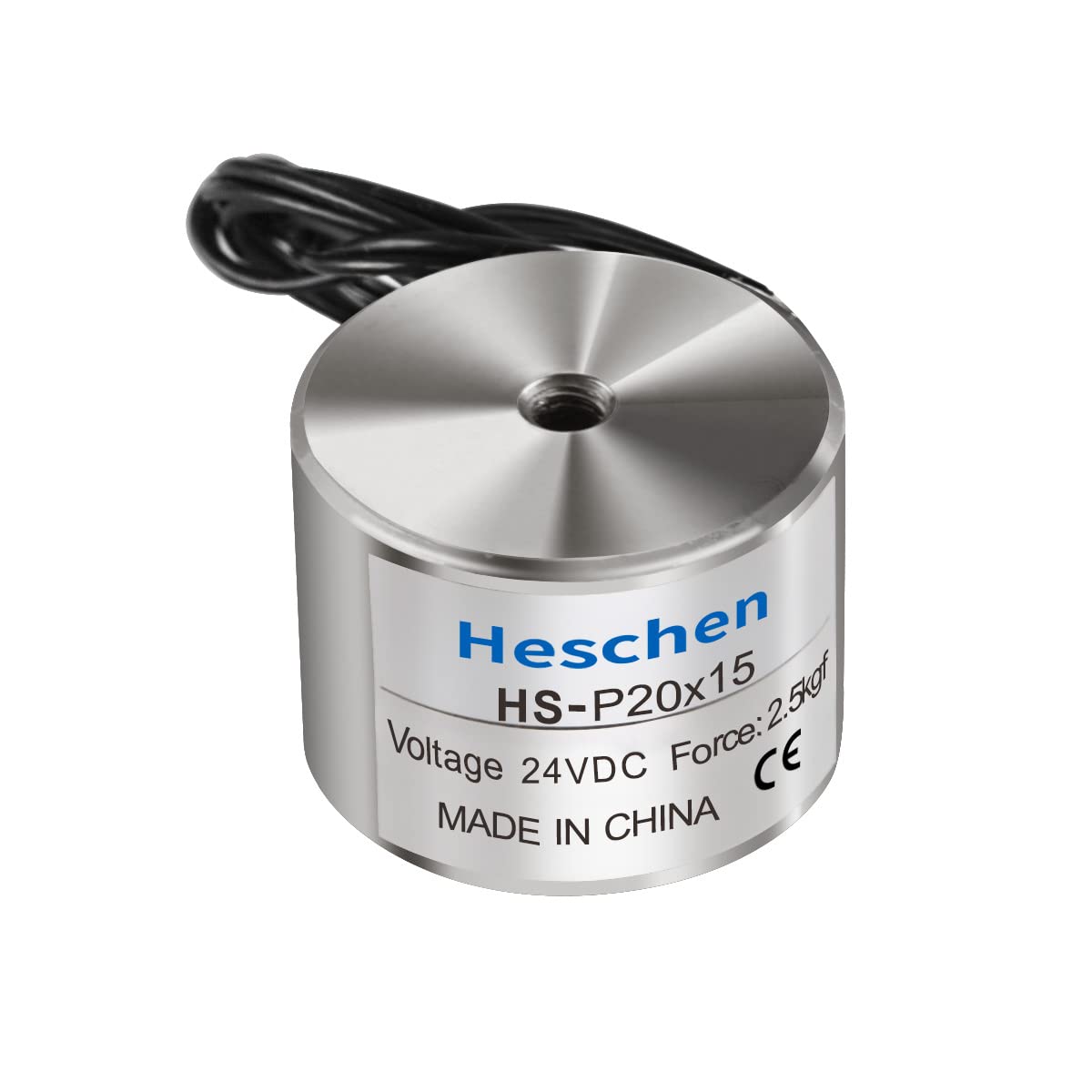 Heschen Electromagnet Magnet Solenoid P20/15, OD: 20mm, DC 24V, 2.5Kg/5.5lb