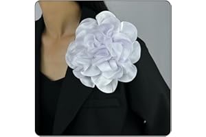 ZMANYIJEW Dainty Fabric Rose Flower Large Brooch Lapel Pins,Delicate Elegant Silk Camellia Flower Oversized Brooch Pin for Women,Camellias Flower Hair Clip and Brooch Pin 4.3in/7.5in