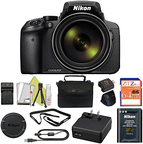 Nikon COOLPIX P900 Digital Camera, 83x Optical Zoom and Wi-Fi (Black) + Case + 64 GB Card + Reader + 6pc Starter Set + Extra Charger