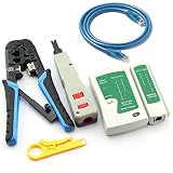 Maxmoral Ethernet Network Tool Kit - Network Wire Impact Punch Down Tool, Cable Connectors Crimper Tool, Network Cable Tester Detector,Cat6 RJ45 Ethernet Patch Cables,Network Wire Stripper