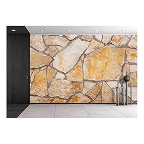 Wall Texture with Different Type and Color of Stones - Removable Wall Mural | Self-Adhesive Large Wallpaper - 66x96 inches