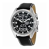 Seiko SNN231P2 Chronograph Men's Black Dial Black Leather Strap Quartz Watch
